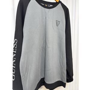 Guinness Irish Ireland Beer Harp Long Sleeve Grey & Black Sweatshirt Mens Sz XL